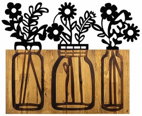 Accesoriu Decorativ de Perete Flower 5, Lemn / Metal