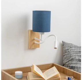 Lampă LED de perete Brilagi NUBILA WOOD 1xE27/25W/230V + LED/3W stejar/albastru închis