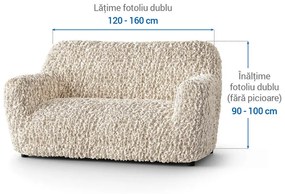 Huse bielastice VELVET bej fotoliu dublu (l. 120 - 160 cm)