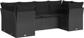 vidaXL Set mobilier de grădină cu perne, 6 piese, negru, poliratan