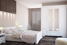 Dormitor Kleo cu Dulap 4 Usi MDF Alb