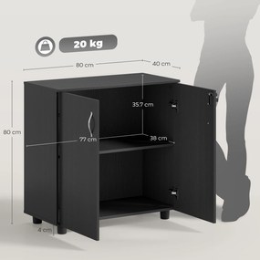 Vinsetto Dulap pentru Documente, cu Încuietoare, 2 Uși și Raft Interior, 80x40x80 cm, Negru | Aosom Romania