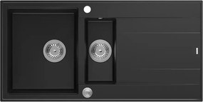 Chiuveta compozit incastrata Quadron Unique Evan 156 negru carbon - inox 100x50 cm
