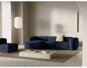 Colțar albastru închis cu tapițerie din catifea reiată (cu colț pe partea stângă/cu șezlong) Bergamo – Cosmopolitan Design