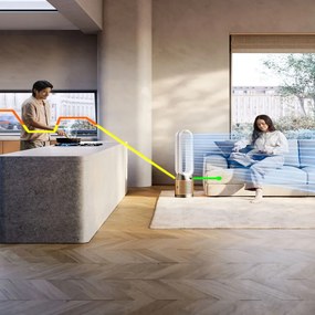Resigilat: Purificator si racitor de aer Dyson Cool Formaldehyde™ TP09, 40W, 40 m², 10 viteze, Oscilatie, HEPA, Wi-Fi, LCD, Control vocal, Alb/Auriu