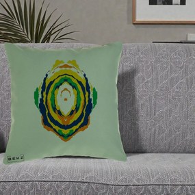 Perna Decorativa Oval Abstract Multicolor, 40x40 cm, Verde, Husa Detasabila, Perna Inclusa, BEKZ®