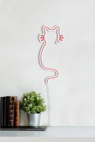 Decoratiune luminoasa LED de perete Cat Roz 22x48x2 cm