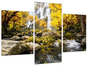 Tablou - Cascade în peisaj de toamnă, galben (90x60 cm)