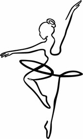 Decoratiune perete BALLERINA 1, negru, metal, 70x42 cm