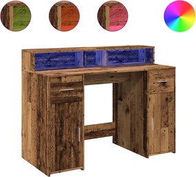 vidaXL Birou cu lumini LED, lemn vechi, 120x55x91 cm, lemn prelucrat