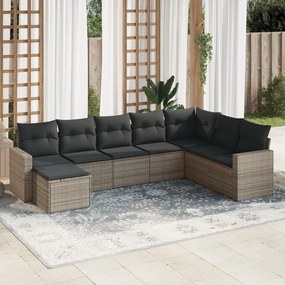 vidaXL Set canapele de grădină cu perne, 8 piese, gri, poliratan