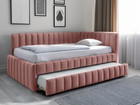 Pat tapitat COMFINO VELVET cu pat suplimentar 120x200 cm, roz