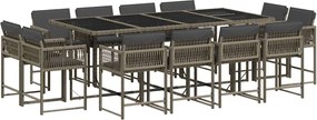 vidaXL Set mobilier de grădină cu perne, 13 piese, gri, poliratan