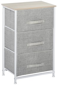 HOMCOM Mobilier de depozitare șifonier modern 3 sertare din material textil, cadru din oțel și placă de particule, 45 x 30 x 71 cm, gri | Aosom Romania