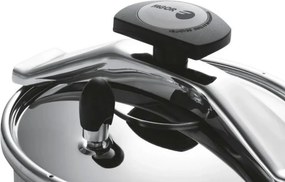 Oală sub presiune Fagor Clasica 10 L, 55 kPa, 24 cm, supapă de siguranță, 3 sisteme de protecție, oțel inoxidabil 18/10, compatibilă cu plitele cu inducție, argintie