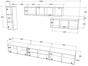 Living haaus V19, Antracit/Stejar Artisan, L 285 cm