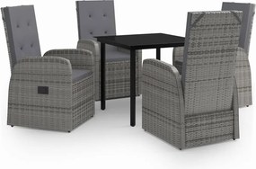 vidaXL Set mobilier pentru grădină cu perne, 5 piese, gri