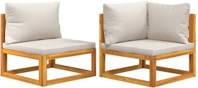 vidaXL Set canapea de grădină, 2 piese, cu perne, lemn masiv de acacia