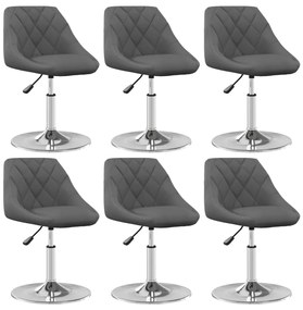 vidaXL Scaune de sufragerie pivotante, 6 buc, gri închis, catifea