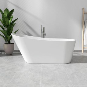 Cada freestanding compozit, 170 x 73 cm, ovala, alb lucios, Foglia Viva