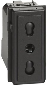 Priza standard italian, 1 modul, neagra, Bticino Living Now