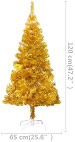 Brad de Craciun artificial cu LED globuri auriu 120 cm PET gold and grey, 120 x 65 cm, 1
