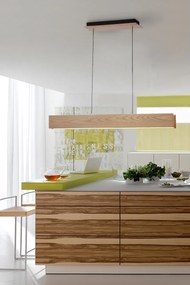 Lustra LED moderna design lemn natural Laria