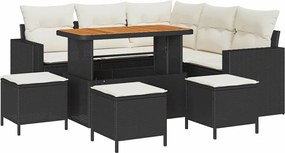 vidaXL Set de canapele pentru grădină 9 pcs Negru poliratan