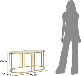 Măsuță de cafea albă-aurie cu blat din sticlă 50x90 cm Antalia – Mauro Ferretti