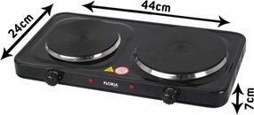 Plita Electrica Floria ZLN2844 - 2 Ochiuri, 2500W, Termostat Reglabil, Design Compact Negru