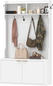 HOMCOM Cuier pantofar 4 în 1 cuier modern cu raft deschis pentru hol intrare dormitor 100x38x172 cm Alb | Aosom Romania