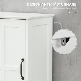 kleankin Dulap Modern pentru Baie, Mobilier Îngust cu Raft Deschis, Sertar, Uși Încastrate și Rafturi Ajustabile Alb | Aosom Romania