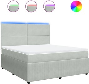 vidaXL Pat box spring cu saltea, gri deschis, 180x200 cm, catifea
