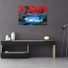 Tablou - Cascada în pădurea roșie (90x60 cm)