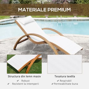 Sezlong Scaun Relax Outsunny, Lemn 165x72x70cm | Aosom RO