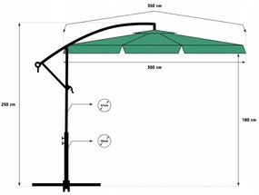 Umbrelă verde deschis pliabilă de grădină 350cm