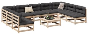3299596 vidaXL Set canapea de grădină cu perne, 10 piese, lemn masiv de pin