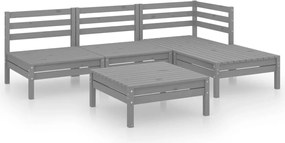 vidaXL Set mobilier de grădină, 5 piese, gri, lemn masiv de pin