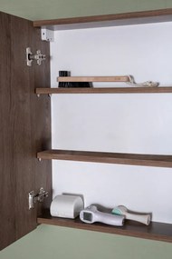 Set Mobilier Baie Bryce, Include Baza Lavoar, Lavoar și Corp cu Oglinda, 80 cm, Nuc