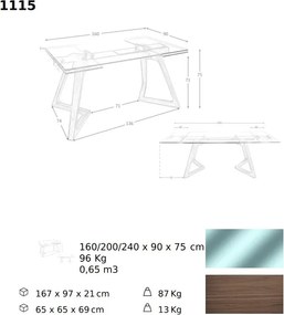 Masa extensibila deosebita design LUX Glass 160-240x90cm