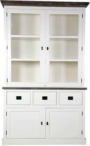 Vitrină lemn masiv alb Lahoma 7 compartimente /Maro, 125 × 45 × 210 cm