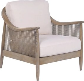 Fotoliu din in natural și lemn de frasin, structură cu împletitură rattan, 73 x 83 x 84 cm, „Balinese"