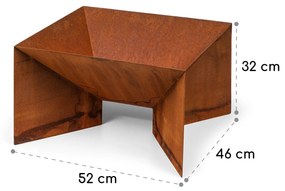 Desert Rust Square, șemineu, ghiveci, oțel, 52 x 46 cm, aspect ruginit