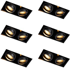 Set de 6 spoturi încastrate negre reglabile fără ramă cu 2 lumini - Oneon Honey