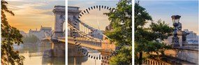 Tablou - Pod peste râu, Budapesta, Ungaria (cu ceas) (90x30 cm)