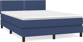 vidaXL Pat continental cu saltea, albastru, 140x200cm, material textil