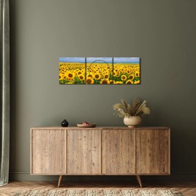 Tablou cu lan de floarea soarelui (cu ceas) (90x30 cm)