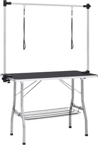 vidaXL Masă reglabilă pentru îngrijirea câinilor cu 2 lese și coș