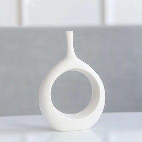 Vaza moderna, ceramica, alba, Freya K