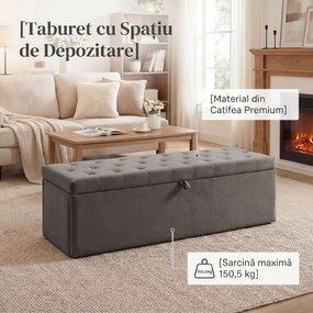 HOMCOM Pouf pentru ședere, suport pentru picioare, scaun, bancă mică, dulap pentru depozitare, gri | Aosom Romania